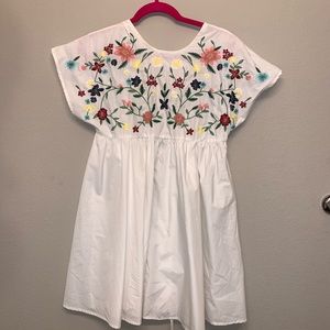 White Floral Embroidered Dress